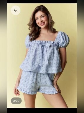 Rareraw Blue Floral Top & Short Set